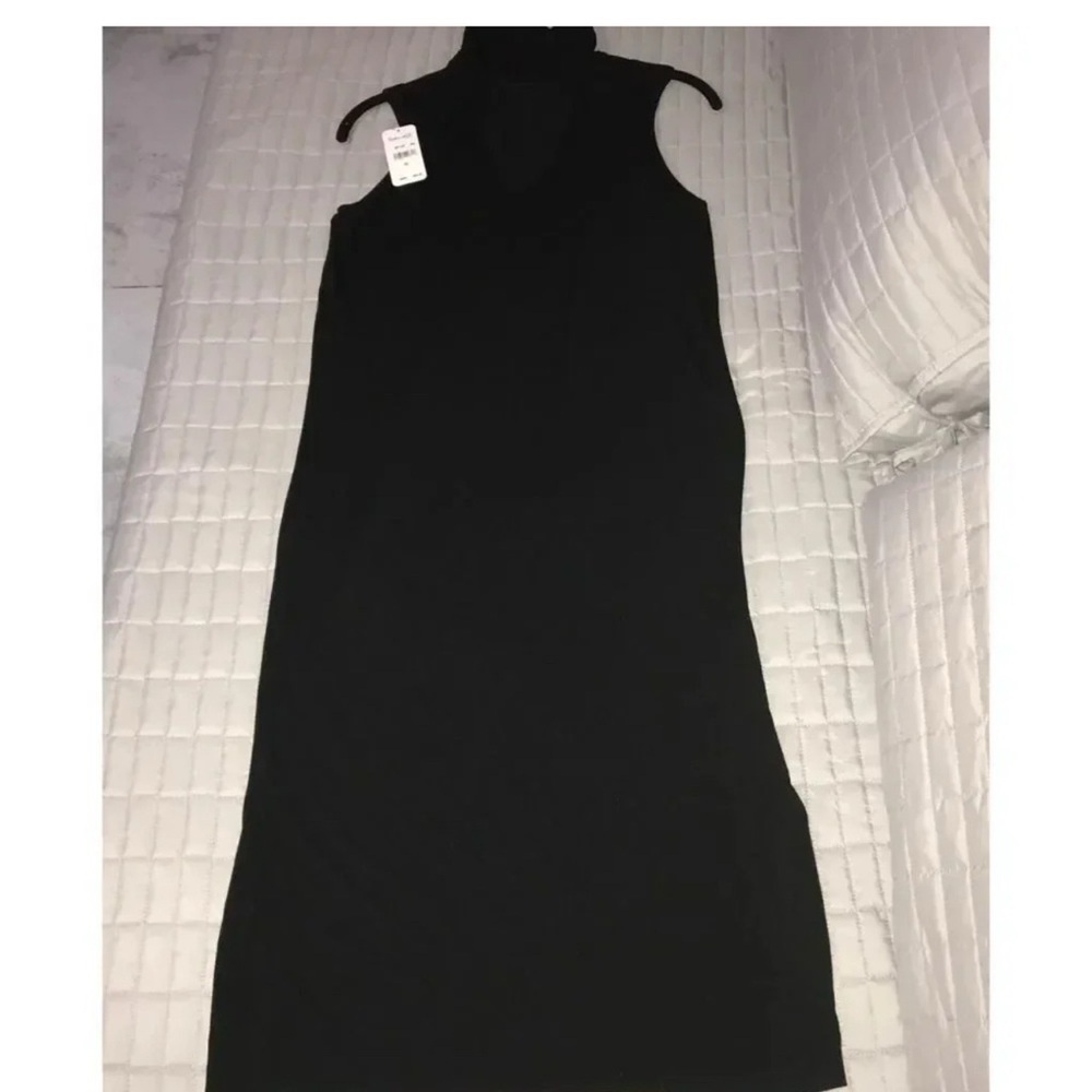 NWT Splendid Mock Neck Knee-Length/Midi Cut-Out Black Tank Dress Women’s Size XS - Picture 3 of 7